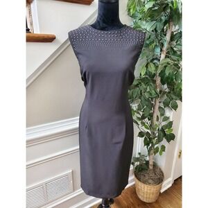 Pierri Women's Black Polyester Round Neck Sleeveless Casual Knee Length Dress 12